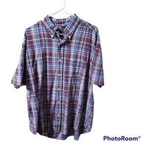 Men’s Nautica plaid short sleeve shirt size XL blue red and tan
